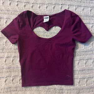 PINK Victoria's Secret Plum Heart Cutout Crop Top